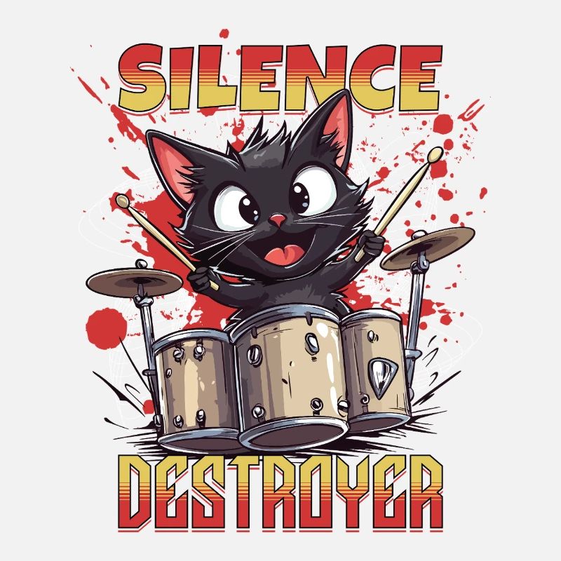 Drums Drums Silence Destroyer Cat Funny