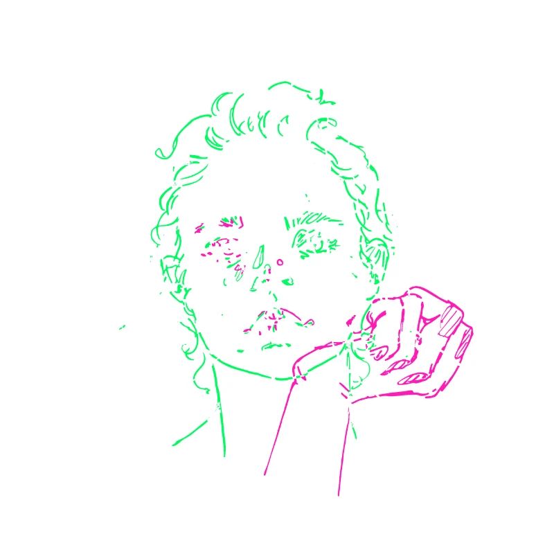Visage entrelacé par les mains - Vert Rose
