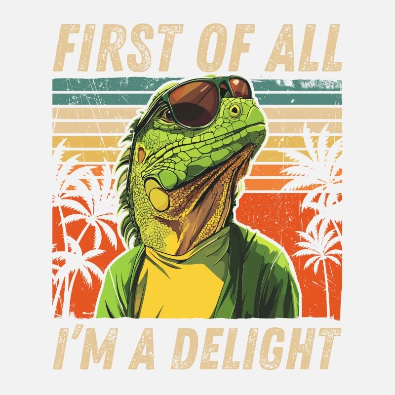 Retro Iguana Sunset Funny Sarcastic Design