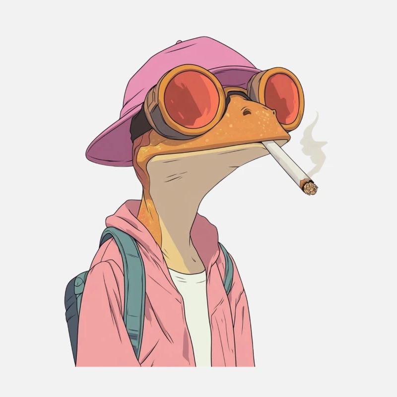 Frog with Hat and Joint - Weed Frog Design