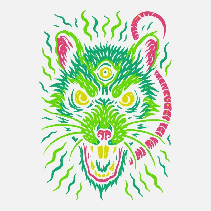 Dreiaugige Neon-Ratte mit Wahnsinnsblick