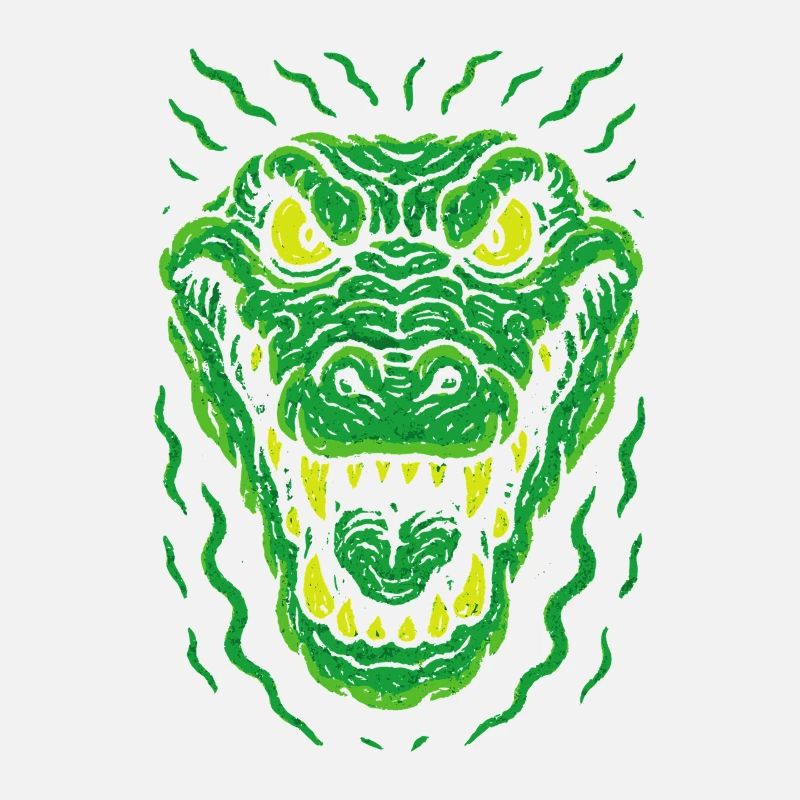 Angry lizard head in neon style