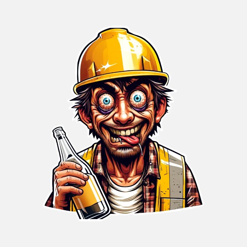 Ouvrier De La Construction Bière Ivre Drôle