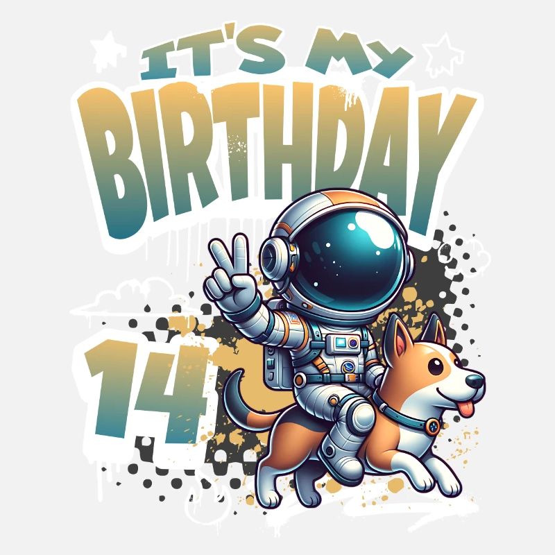 Astronaute 14e anniversaire Chien de l'espace drôle