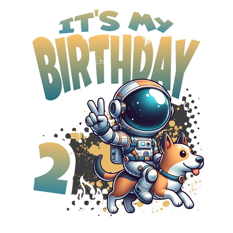 Astronaute 2e anniversaire Chien de l'espace drôle