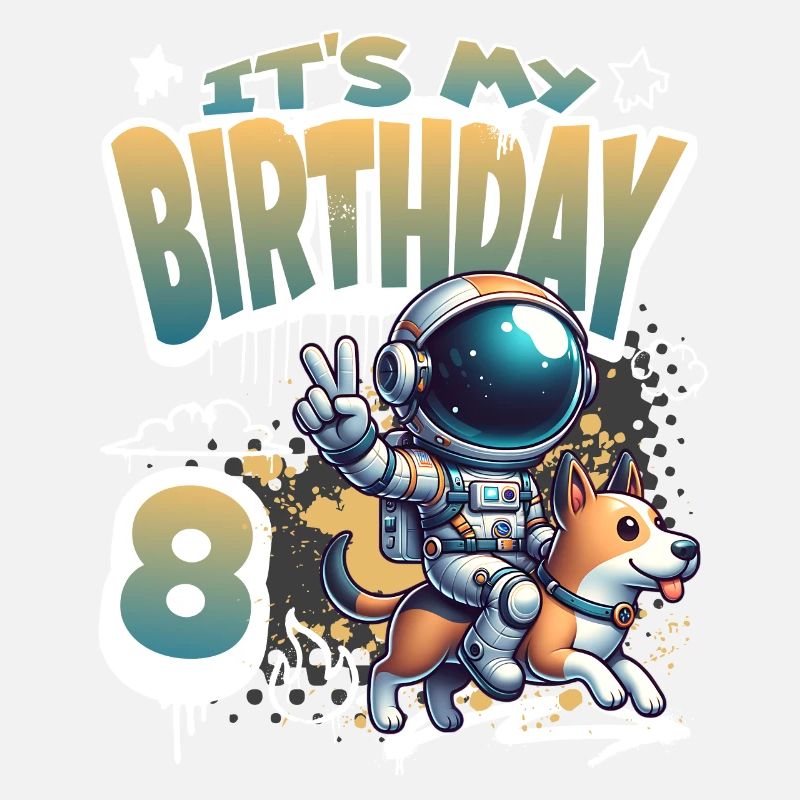 Astronaute 8e anniversaire Chien de l'espace drôle
