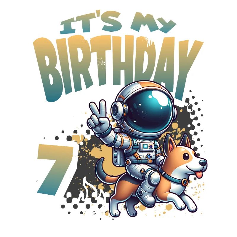 Astronaute 7e anniversaire Chien de l'espace drôle
