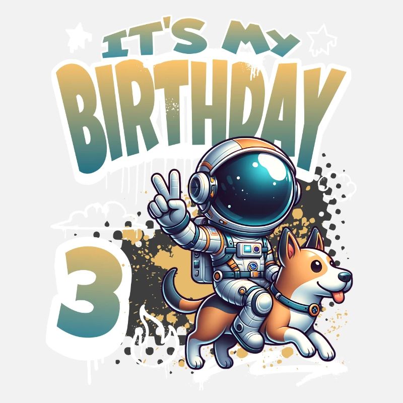 Astronaute 3e anniversaire Chien de l'espace drôle