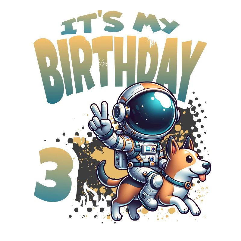 Astronaute 3e anniversaire Chien de l'espace drôle