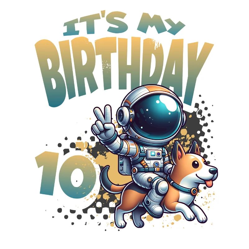 Astronaute 10e anniversaire Chien de l'espace drôle