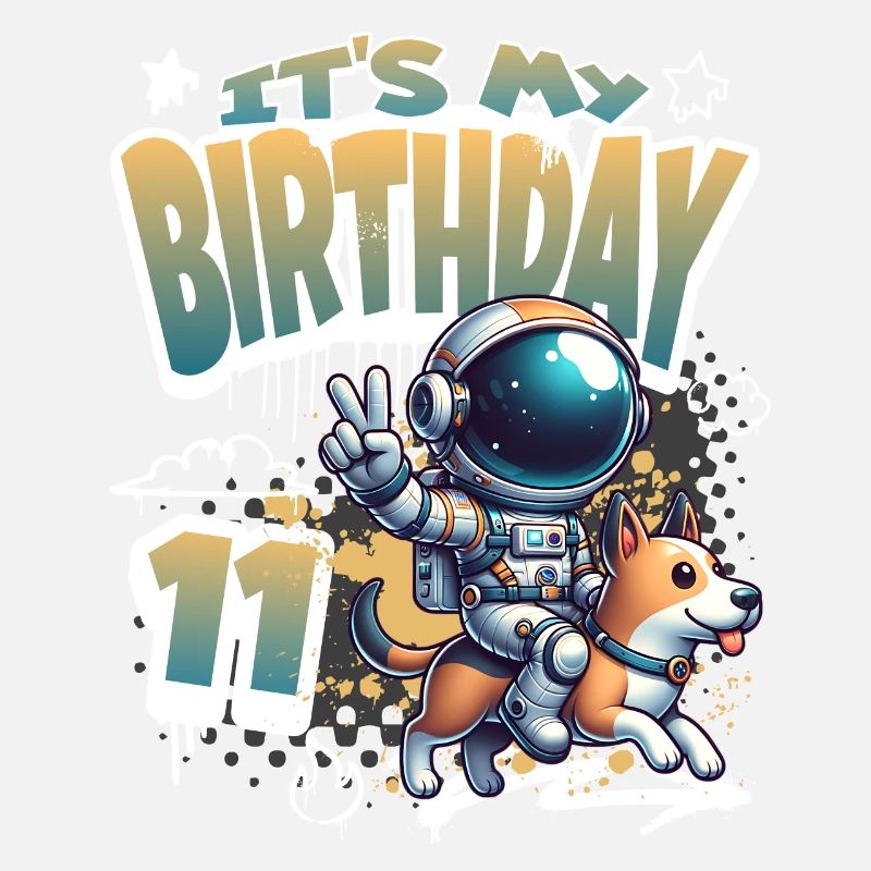 Astronaute 11e anniversaire Chien de l'espace drôle