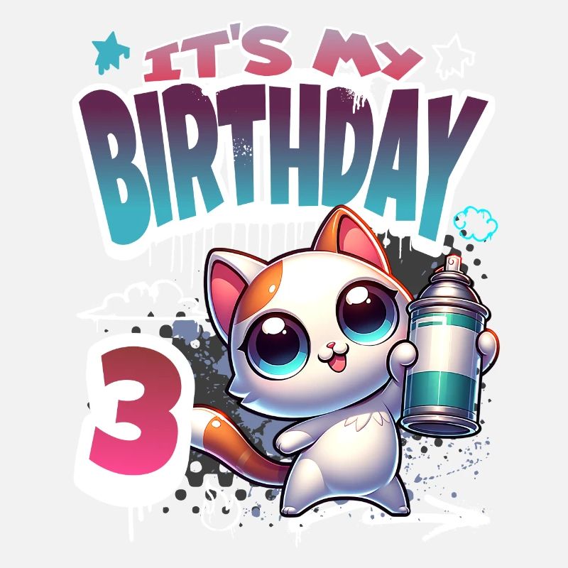 3rd Birthday Cat Graffiti