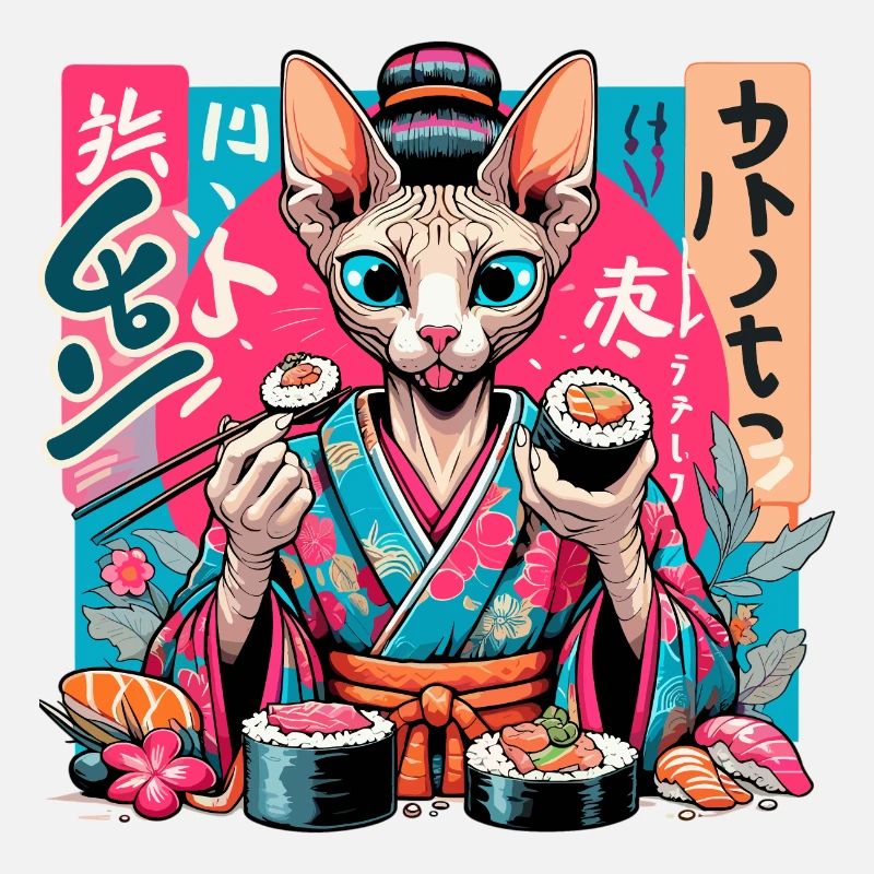 Sushi Sphynx Katze Maki Kimono Geschenk