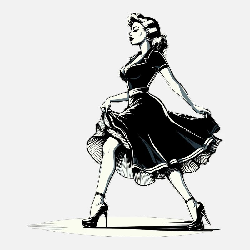Rockabilly Style Frau Kleid Pumps Retro Geschenk