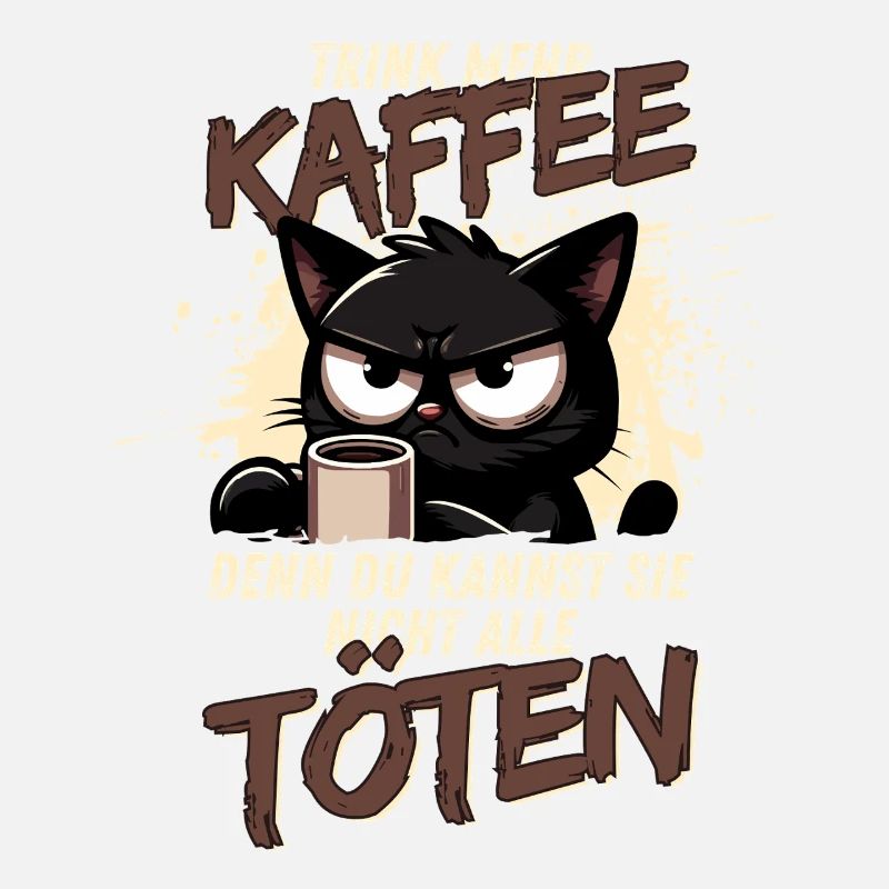 Trink mehr Kaffee – schwarzer Humor Katze