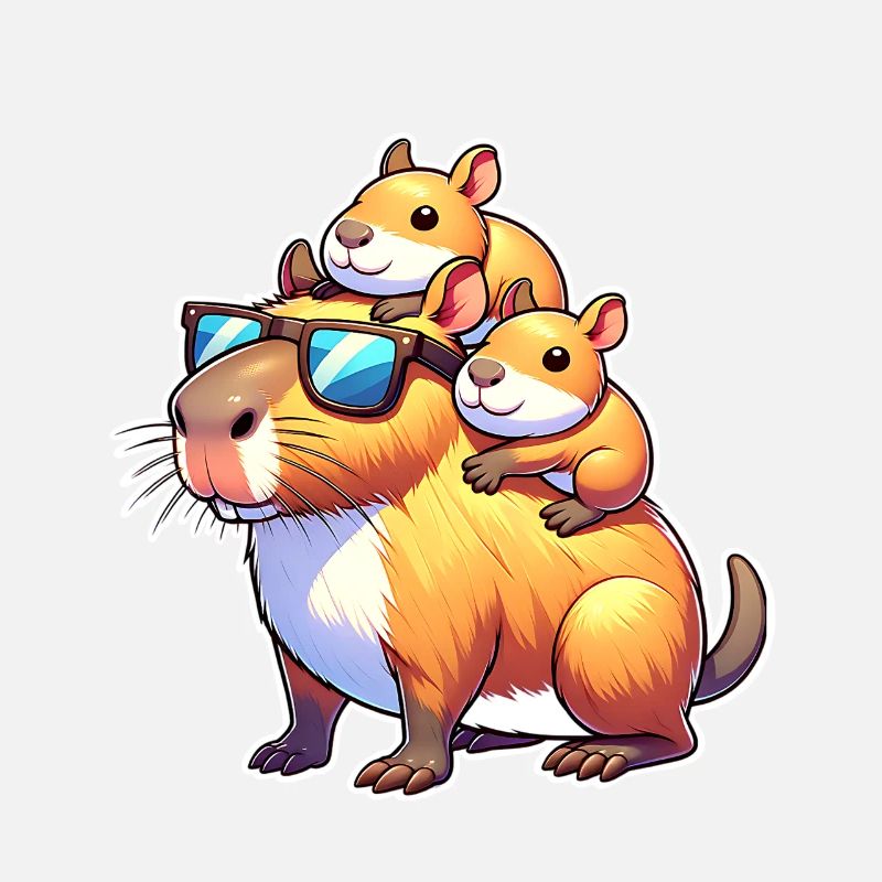 Capybara Dad Son Daughter Kids