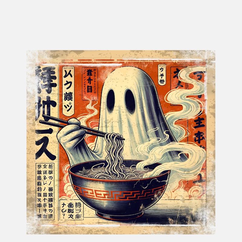 Ramen Ghost Grunge Style d’affiche
