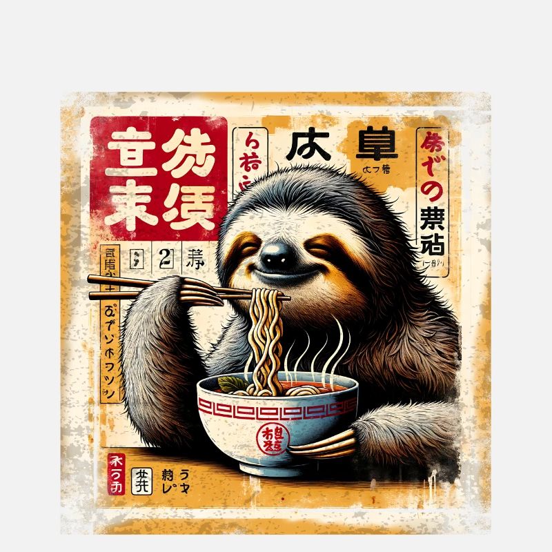 Faultier Ramen Grunge Poster Style