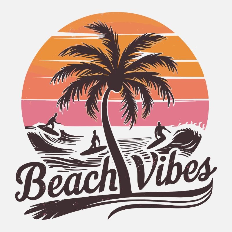 Beach Vibes Retro Surfer Palm Beach Vacation