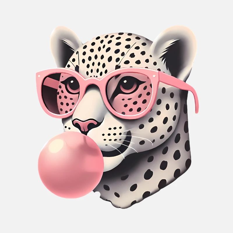 Leopard mit rosa Brille Bubblegum