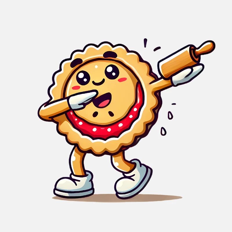 Dabbing Pie Cartoon with Rolling Pin