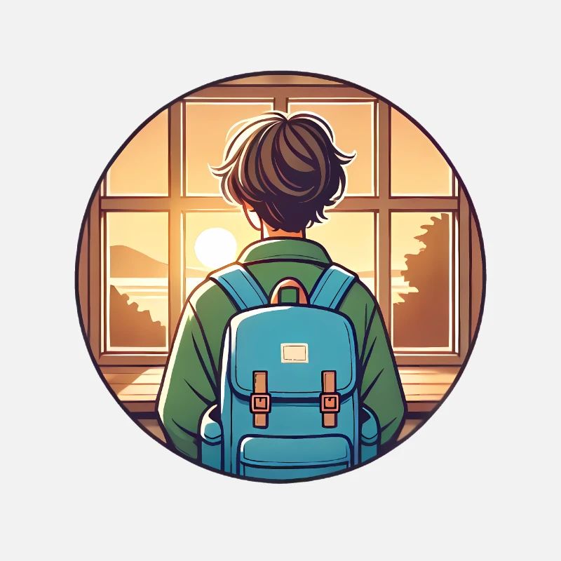 Sunset Student with Backpack Badge