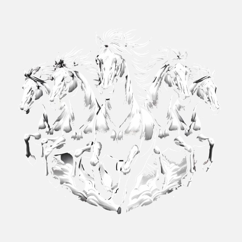 Running Horses Dynamic Black White Design