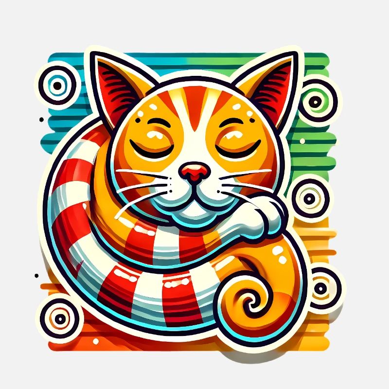 Conception d'autocollant PopArt de chat endormi