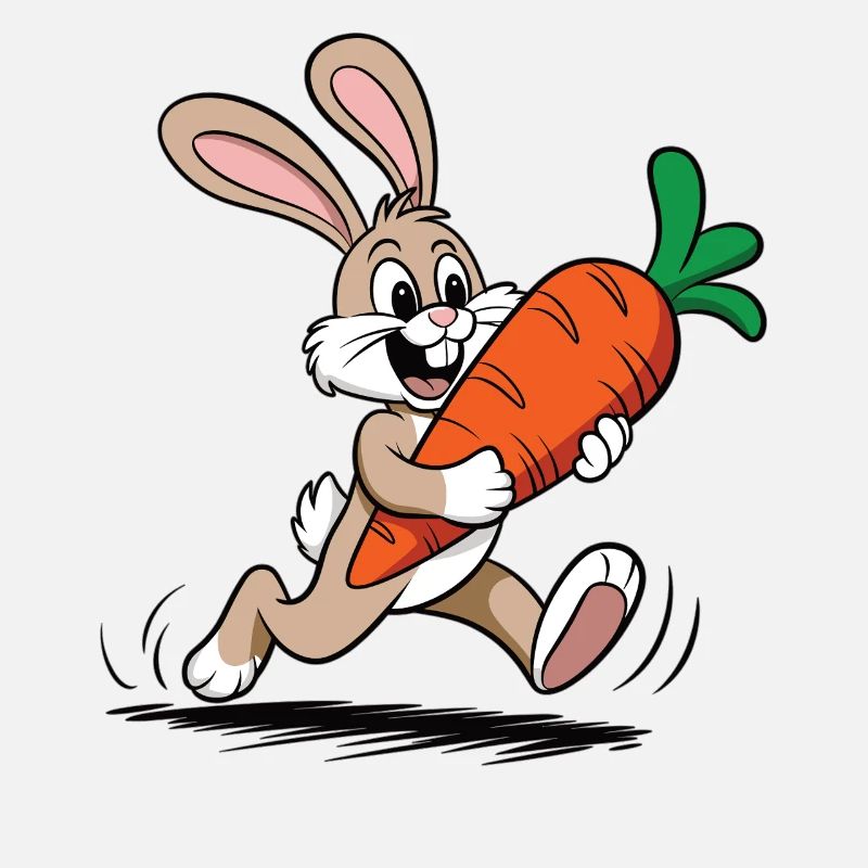 Nimble Bunny with Carrot – Funny Cartoon Design
