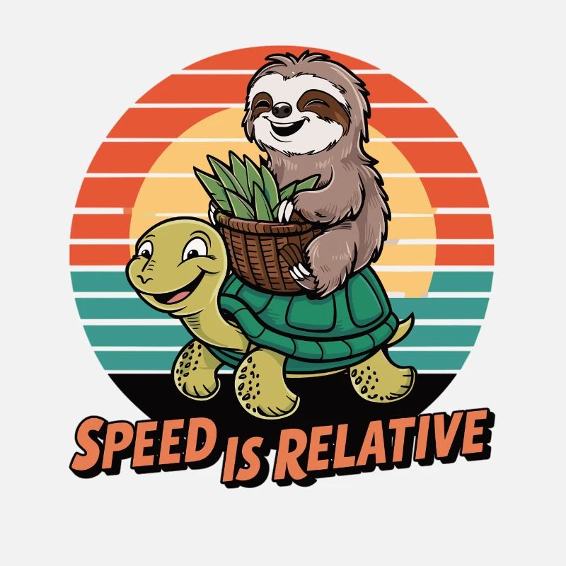 Funny Sloth & Turtle Retro Design