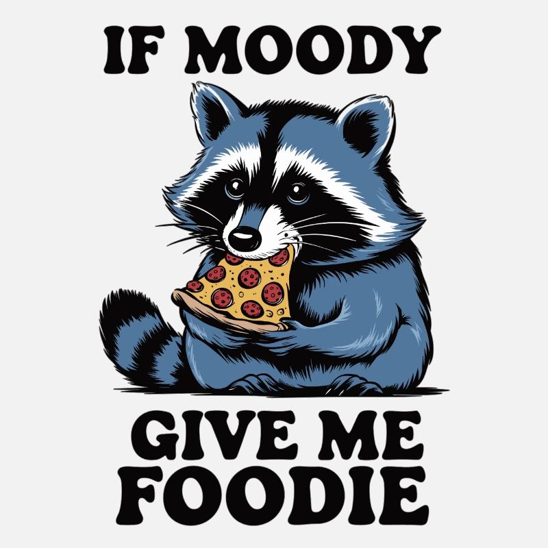 Hungriger Waschbär mit Pizza