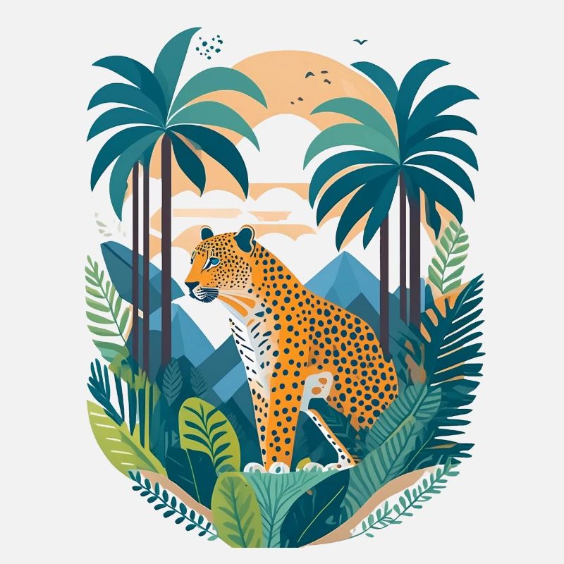 Leopard in the rainforest illustration
