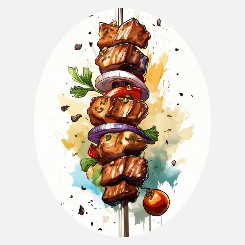 Meat skewer at grilling