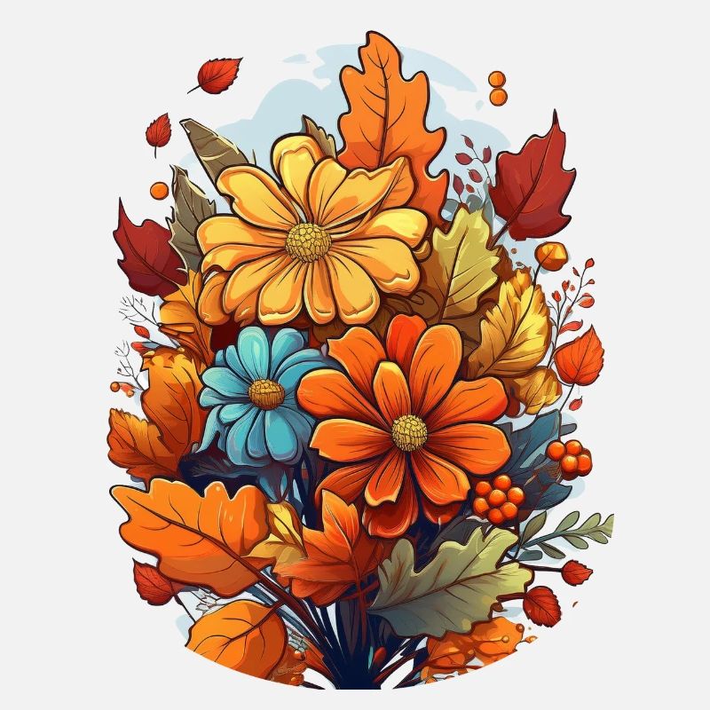 Herbstliches Design mit Blumen und Blättern