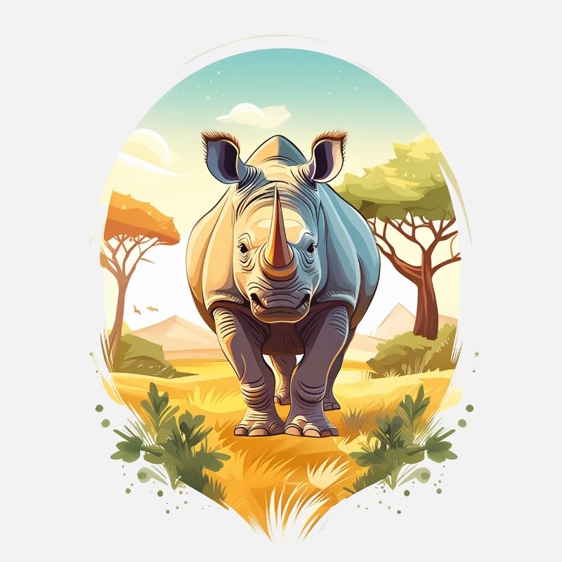 Ein Nashorn in der Savanne