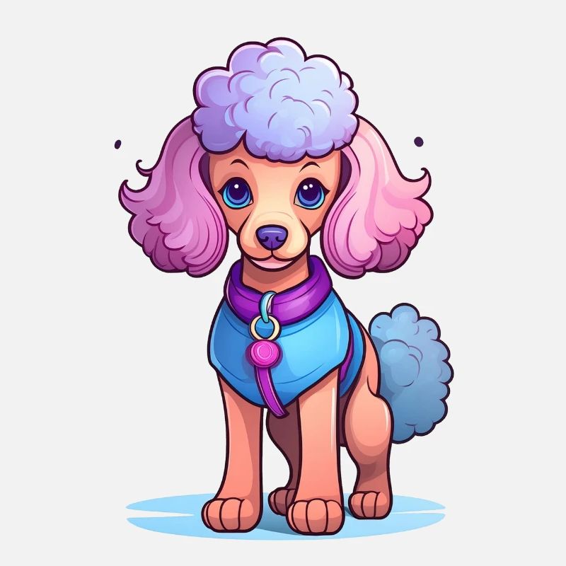 Illustration de caniche en rose et violet