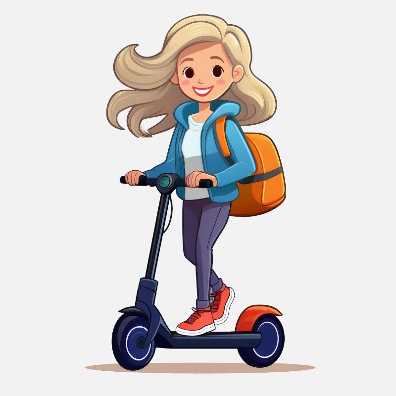 Frau fährt mit einem E-Roller