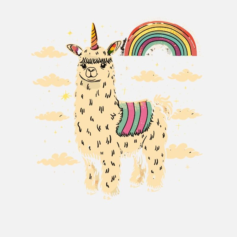 Funky alpaca with colorful rainbow stripes