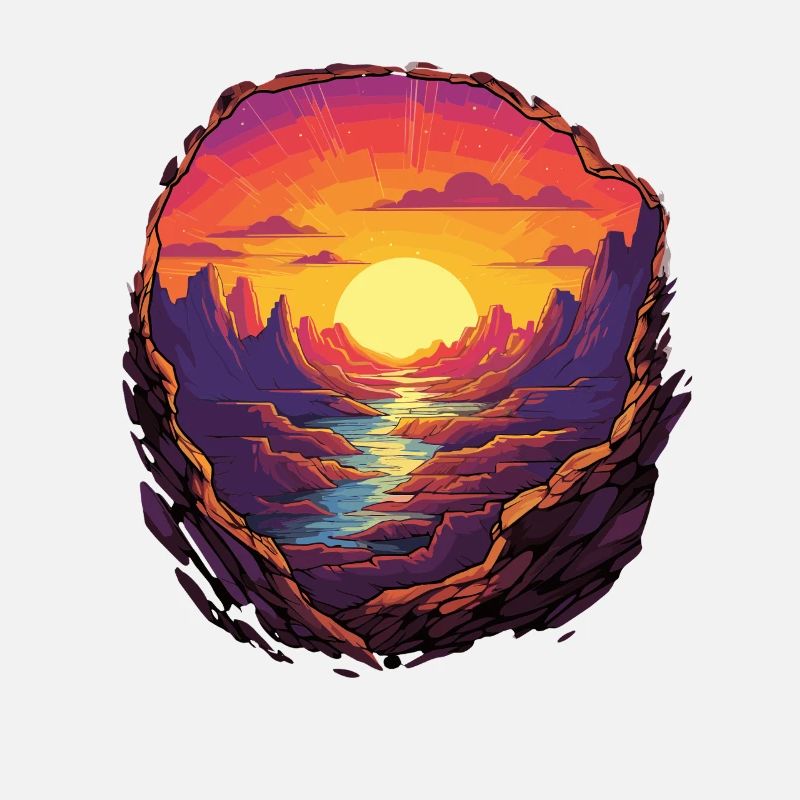 Spectacular sunset in pixel art above