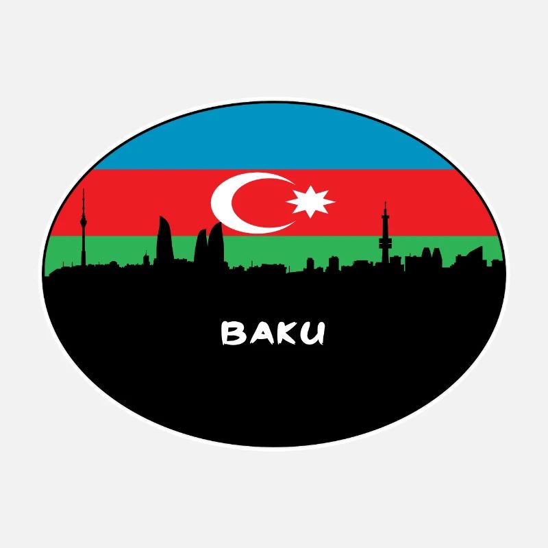 Bakou Azerbaïdjan Drapeau Skyline Silhouette Travel