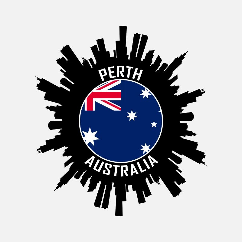 Perth Skyline Australia Flag Travel Souvenir
