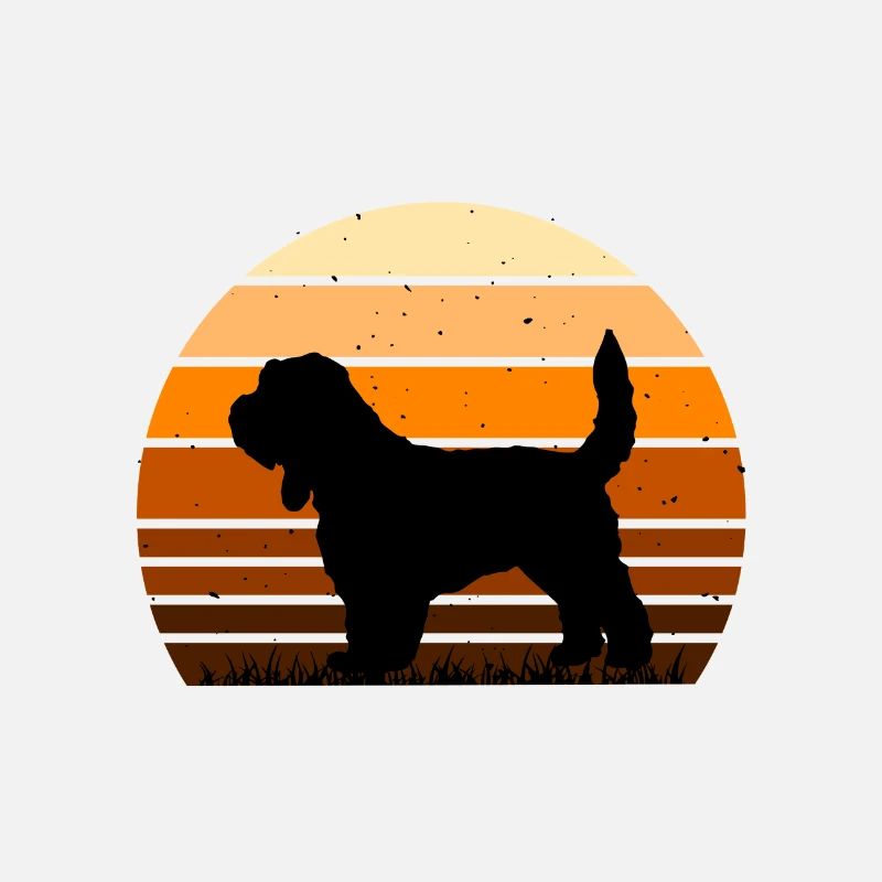 Grand Griffon Vendeen Dog Silhouette Retro Sunset