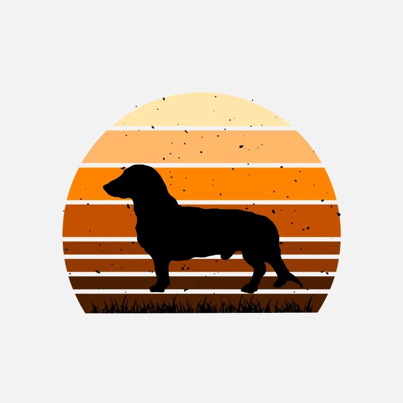 Westphalian Dachsbracke Dog Silhouette Retro Sun