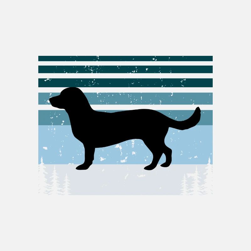 Alpine Dachsbracke Dog Silhouette Retro Sunset