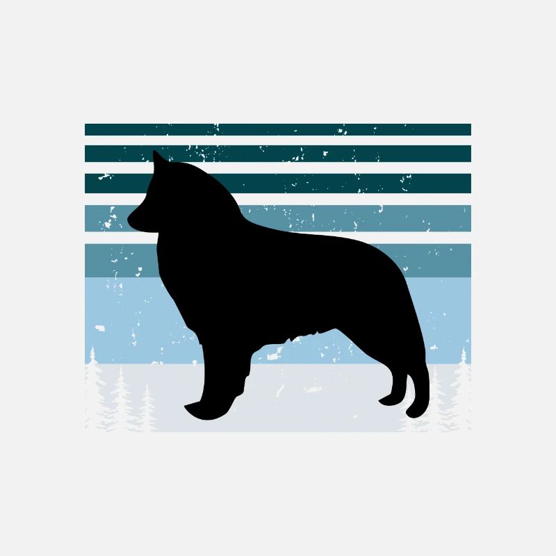 Belgian Shepherd Groenendael Dog Silhouette Retro