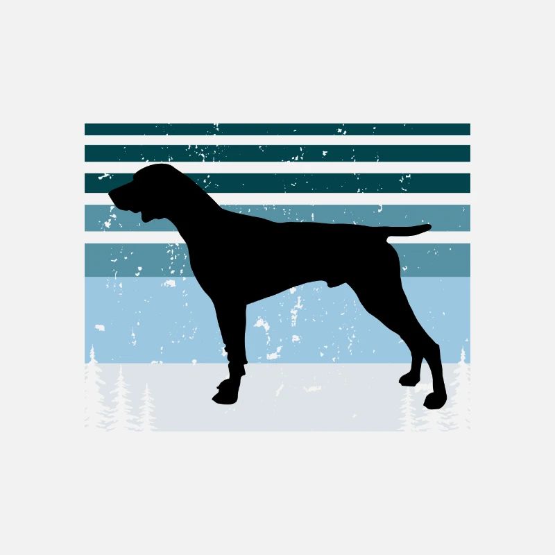 German Shorthaired Pointer Dog Silhouette Retro