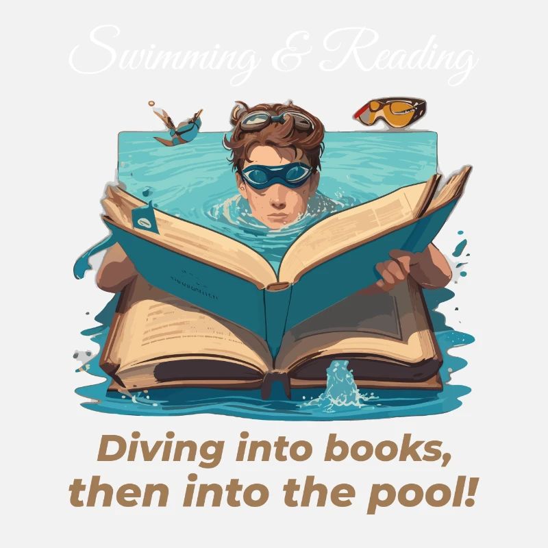 Swimming and Reading Swimmer Reader Book Lover
