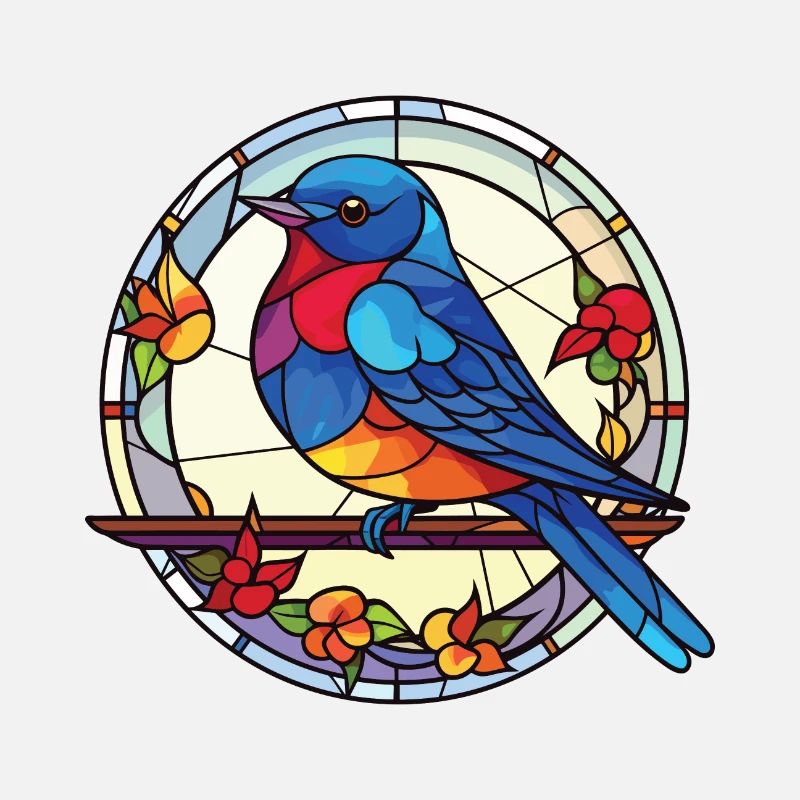 Blauer Vogel Bunte Aquarell-Tierillustration