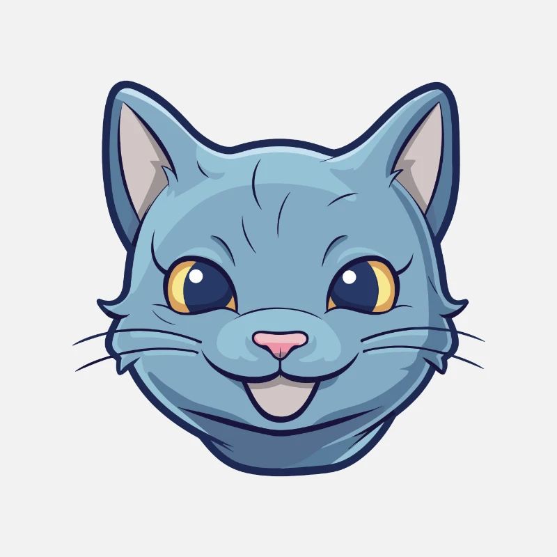Illustration d’aquarelle de bande dessinée de chat bleu russe