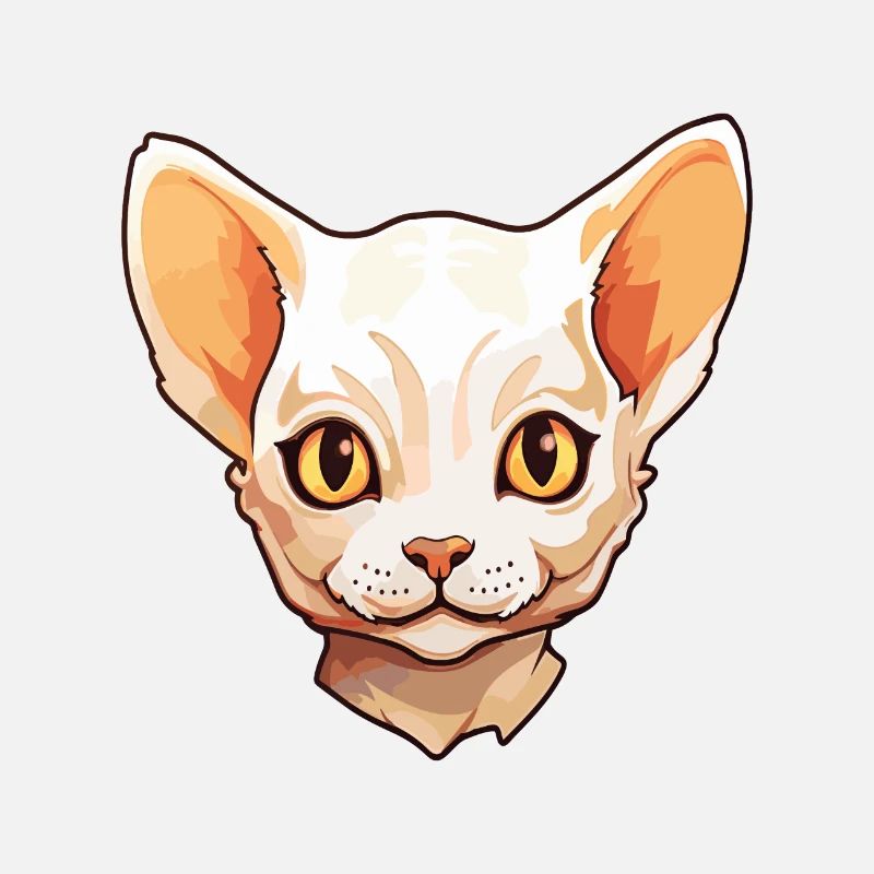 Devon Rex chat dessin animé aquarelle Illustration